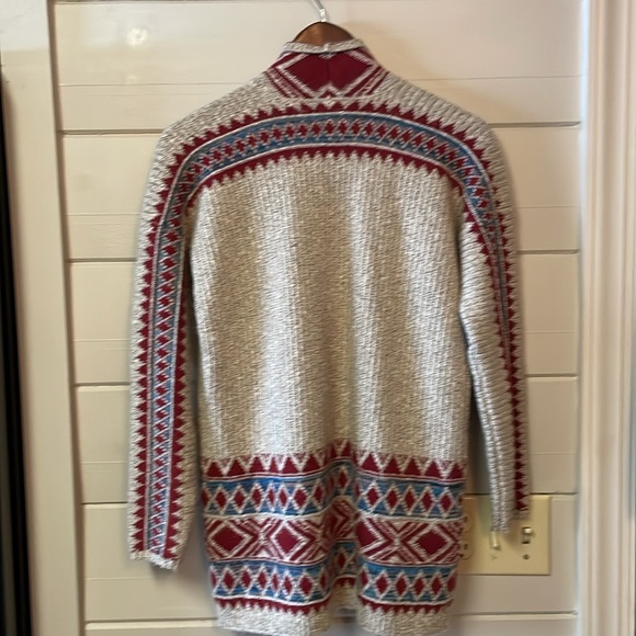 Lucky Brand Southwestern Aztec Long Open Front Cardigan Sweater Size S. - Picture 7 of 10
